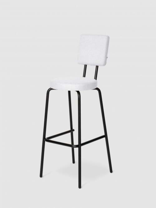 Puik Option Barstool barkruk Zithoogte 65 cm-Ronde zit, vierkante rug-Licht grijs