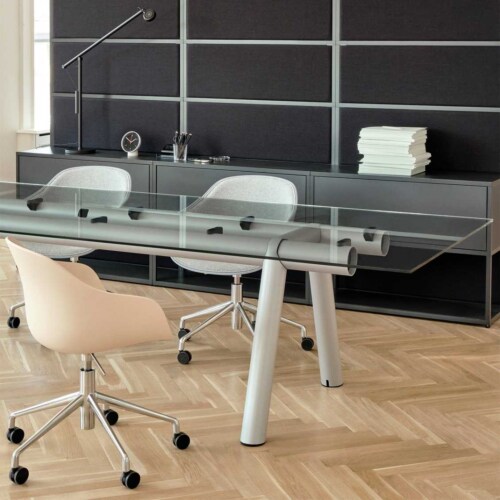 HAY Boa tafel-Grijs linoleum - Metallic grey-350x128x75 cm