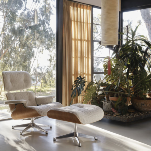 Vitra Eames Lounge Chair Ottoman - gestoffeerd - kersenhout