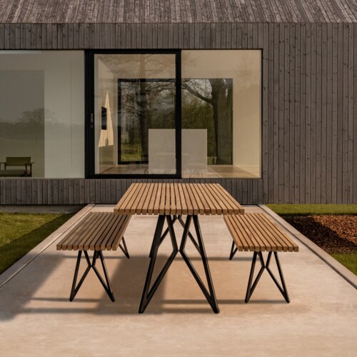 Studio HENK Slim X-type Outdoor tafel Accoya zwart frame-160x91 cm