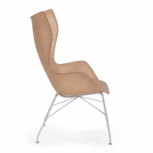 Kartell K/Wood stoel essen-Licht hout-Chroom
