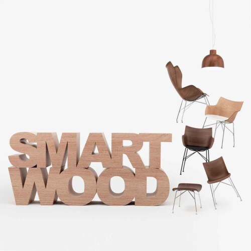 Kartell Q/Wood stoel beuken-Donker hout-Zwart-43,5 cm