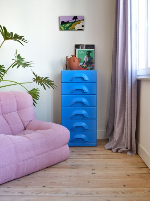 HKliving Chest of 6 drawers-Bright Blue