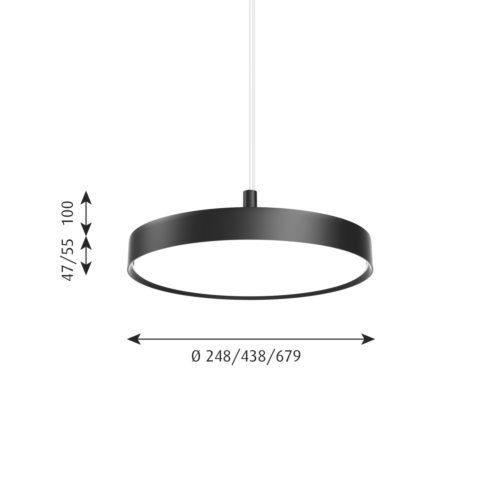 Louis Poulsen Slim Round Suspended hanglamp-Zwart-∅ 25 cm
