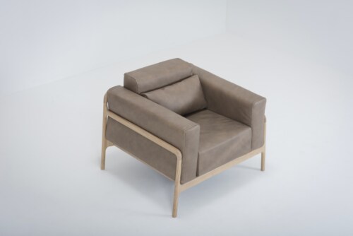 Gazzda Fawn Dakar Leather Sofa 1 seater fauteuil-Stone 1436