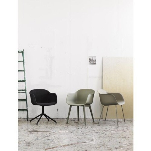 muuto Fiber Wood stoel-Dusty green