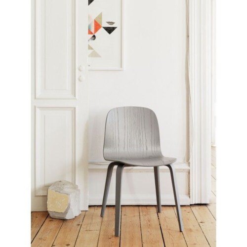 Muuto Visu wood gestoffeerde stoel-Antraciet