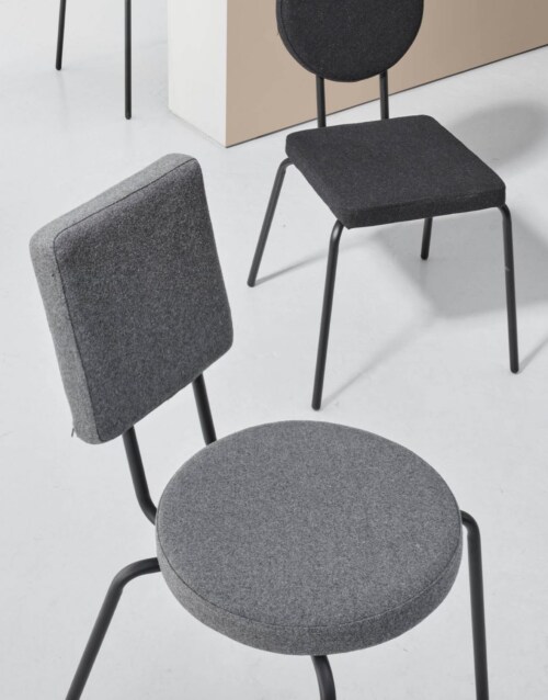 Puik Option Chair stoel-Grijs-Ronde zit, vierkante rug