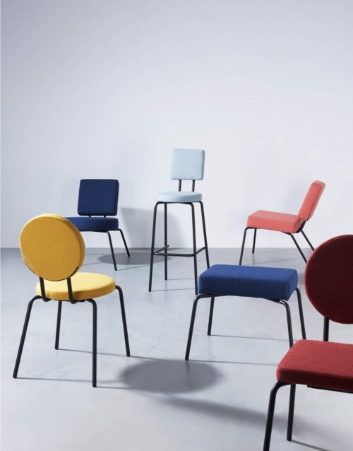 Puik Option Chair stoel-Blauw-Ronde zit, vierkante rug