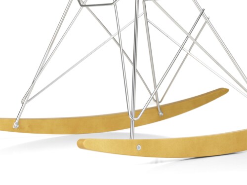 Vitra Eames RAR schommelstoel met zwart onderstel-Poppy red-Esdoorn goud