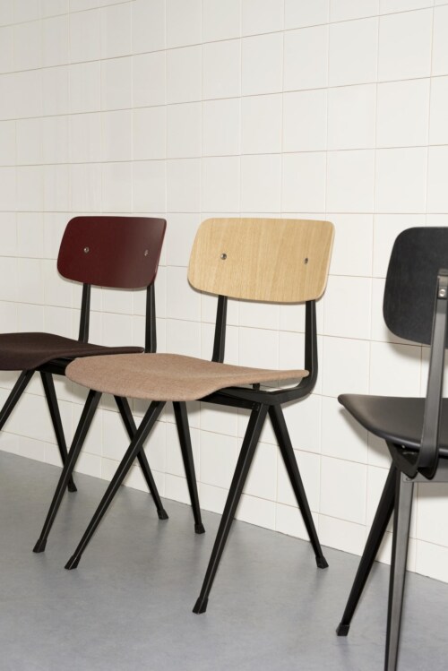 HAY Result gestoffeerd stoel-Canvas 356-Gepoedercoat Zwart-Water-based