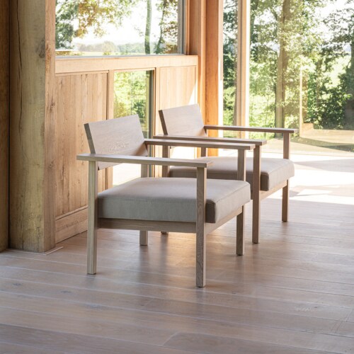 Studio HENK Base Lounge chair-Light grey 60-Hardwax oil natural