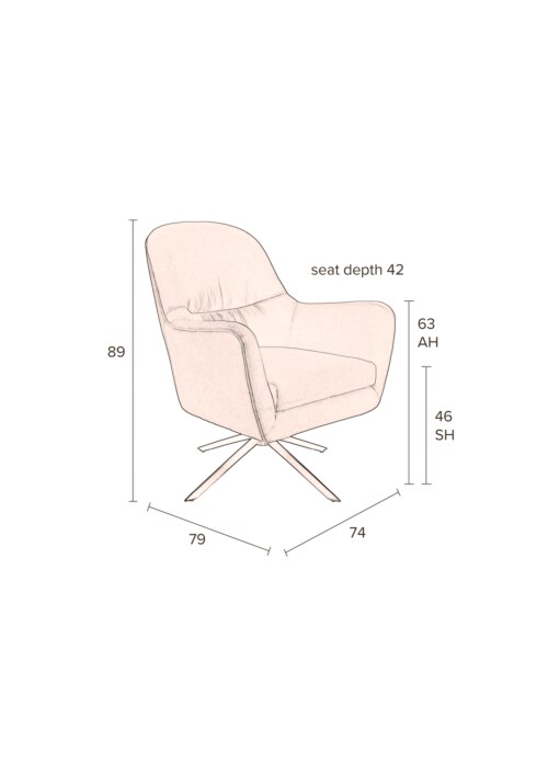 Dutchbone Robusto Lounge Chair-Caramel