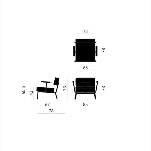 Studio HENK Ode Lounge Armchair zwart frame-Steelcut Trio 3-713