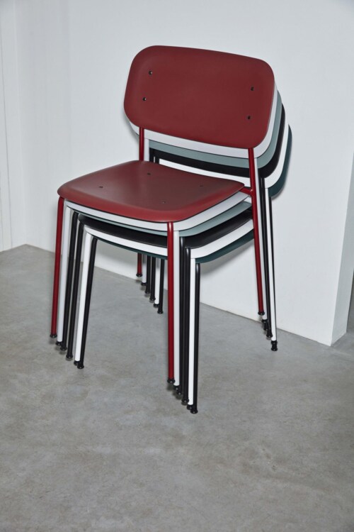 HAY Soft Edge 45 stoel met gepoedercoat onderstel-Rood-zwart
