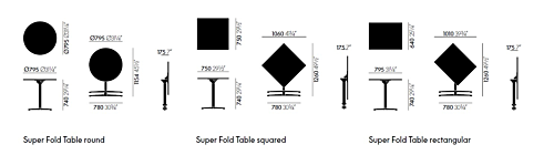 Vitra Super Fold Table rechthoekige 80x64 eettafel-Zwart
