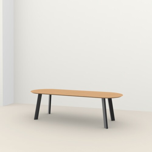 Studio HENK New Co Flat Oval tafel zwart frame 4 cm-200x90 cm-Hardwax oil light