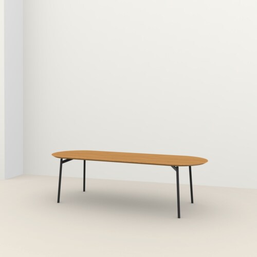 Studio HENK Flyta Flat Oval tafel zwart frame 4 cm-200x90 cm-Hardwax oil light