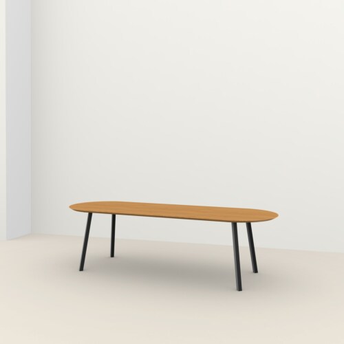 Studio HENK New Classic Flat Oval tafel zwart frame 3 cm-200x90 cm-Hardwax oil natural