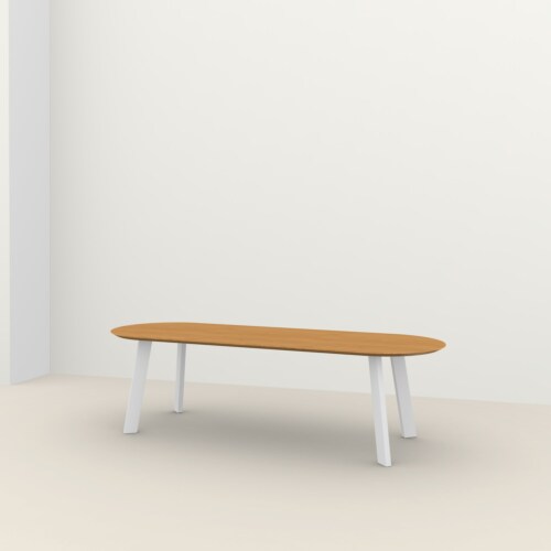 Studio HENK New Co Flat Oval tafel wit frame 3 cm-200x90 cm-Hardwax oil light