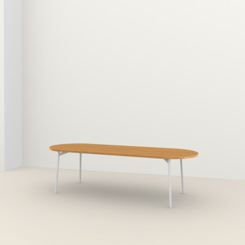 Studio HENK Flyta Flat Oval tafel wit frame 4 cm-200x90 cm-Hardwax oil light