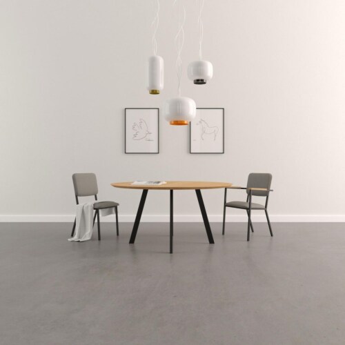 Studio HENK New Co Quadpod XL tafel zwart frame 3 cm-∅ 170 cm-Hardwax oil light