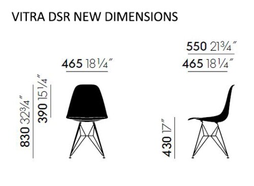 Vitra Eames DSR stoel met verchroomd onderstel- Deep Black RE