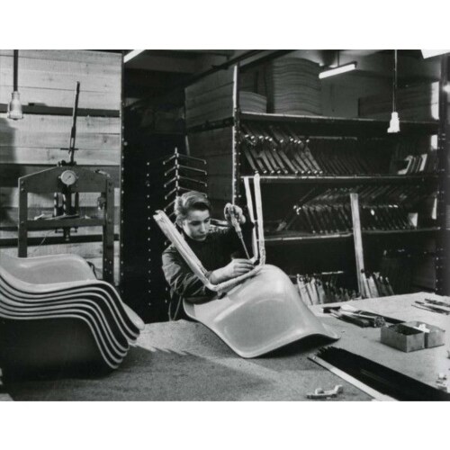 Vitra Eames DSW Fiberglass stoel onderstel zwart esdoorn-Elephant Hide Grey