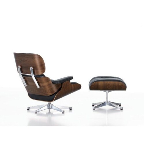 Vitra Eames Lounge chair fauteuil + Ottoman walnoot zwart pigment NW