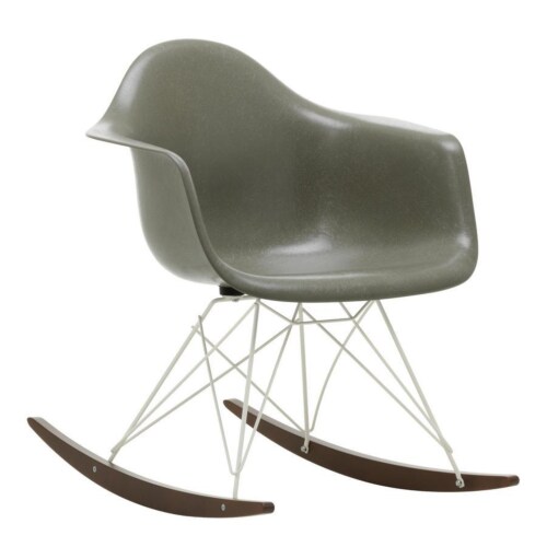 Vitra Eames RAR Fiberglass schommelstoel met verchroomd onderstel-Elephant Hide Grey-Esdoorn donker