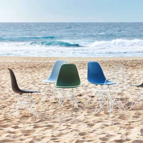 Vitra Eames DSX stoel met wit onderstel-Zee blauw
