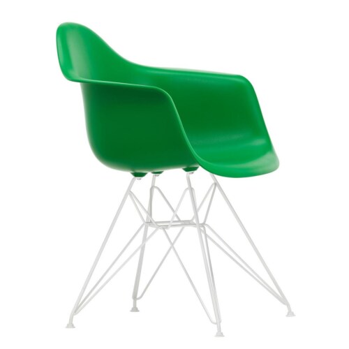 Vitra Eames DAR stoel met wit gepoedercoat onderstel-Groen