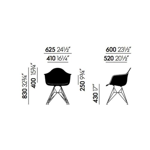 Vitra Eames DAR stoel met wit gepoedercoat onderstel-Zwart