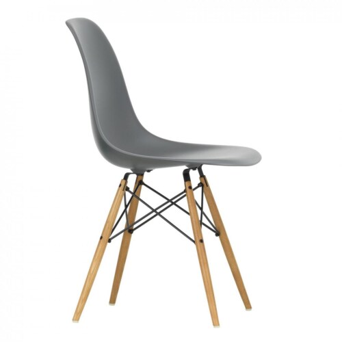 Vitra Eames DSW stoel met essenhout onderstel-Graniet grijs
