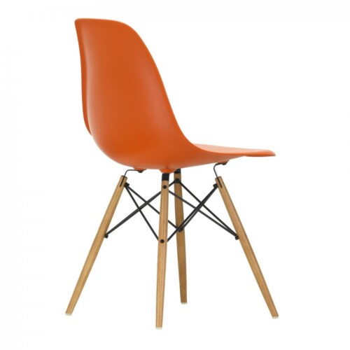 Vitra Eames DSW stoel met essenhout onderstel-Roest oranje