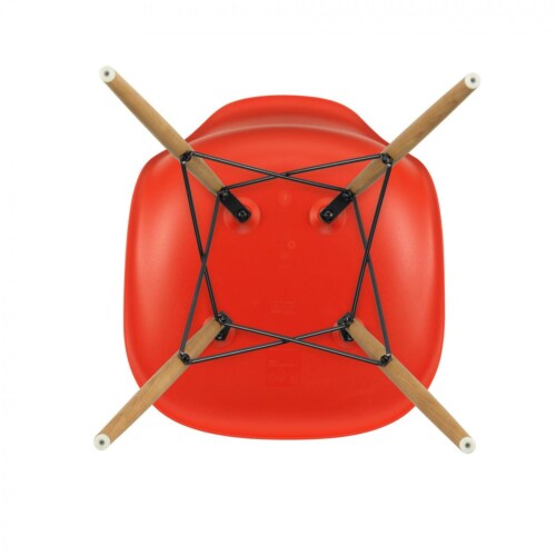 Vitra Eames DSW stoel met essenhout onderstel-Poppy rood