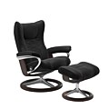 Stressless Wing M Signature chroom relaxfauteuil+hocker